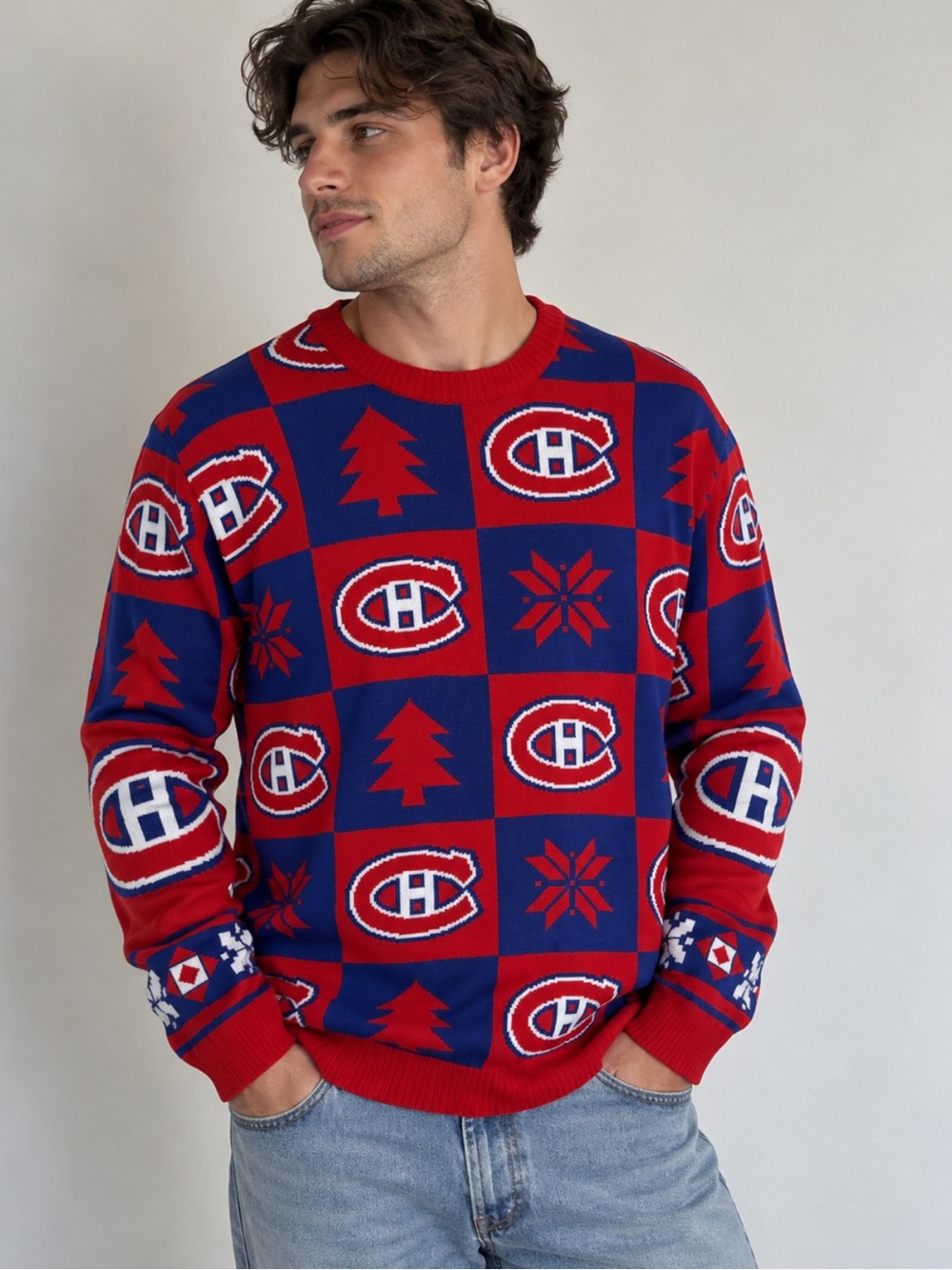 NHL Montréal Canadiens Ugly Christmas Sweater Men’s Size L Holiday Hockey